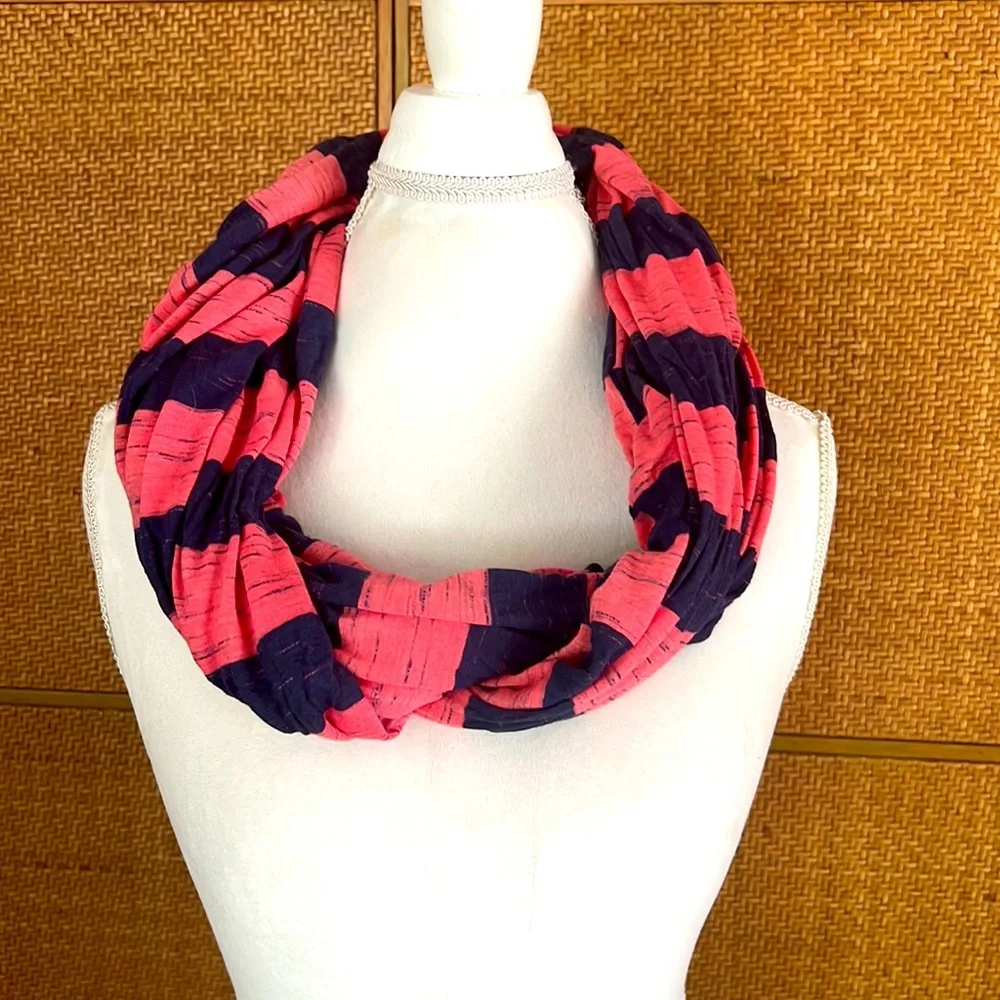 Tart scarf coral and navy stripes- super soft to the touch- great quality - Picture 2 of 2